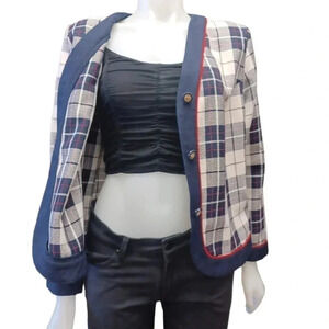 Maison Carroll Vintage Plaid  Blazer Size 14